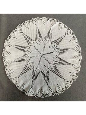 Vintage Round Crochet Lace Doily White 12" Diameter Handmade Home Decor